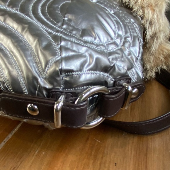 Coach XL Hampton Ski Coyote Fur Quilted Hobo Bag - Picture 9 of 16